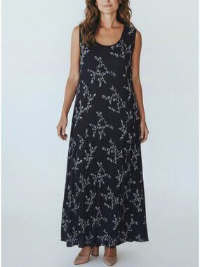 Caite Black Floral Maxi Dress Sleeveless Rayon India